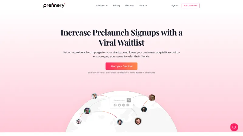 Homepage of Prefinery