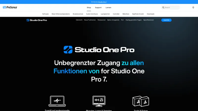 Homepage of PreSonus Sphere