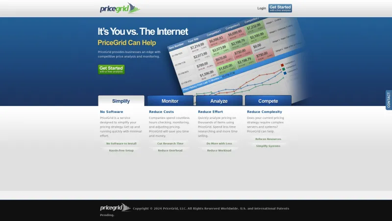 Homepage of PriceGrid