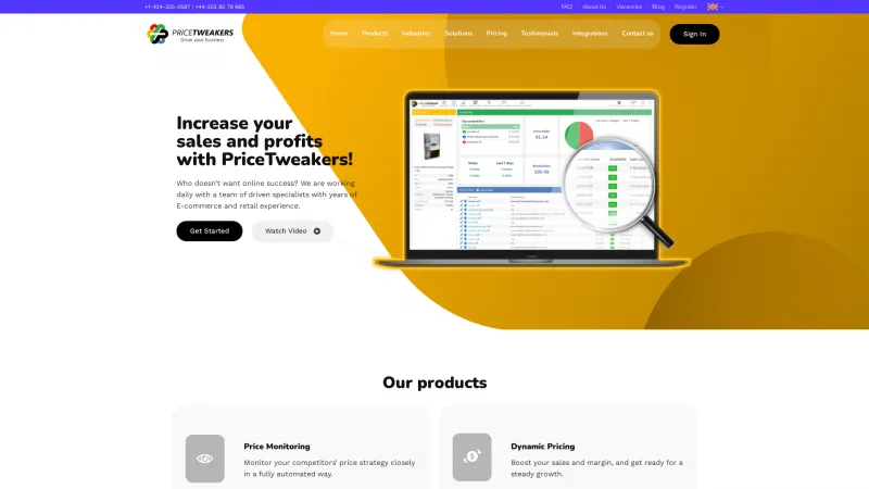 Homepage of PriceTweakers