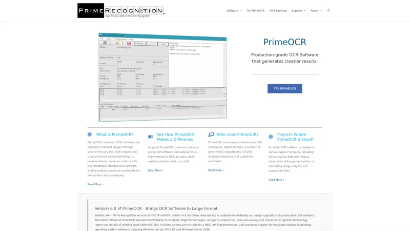 Homepage of PrimeOCR