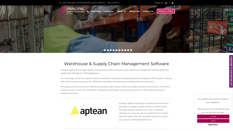 Homepage of Principal Logistics WMS