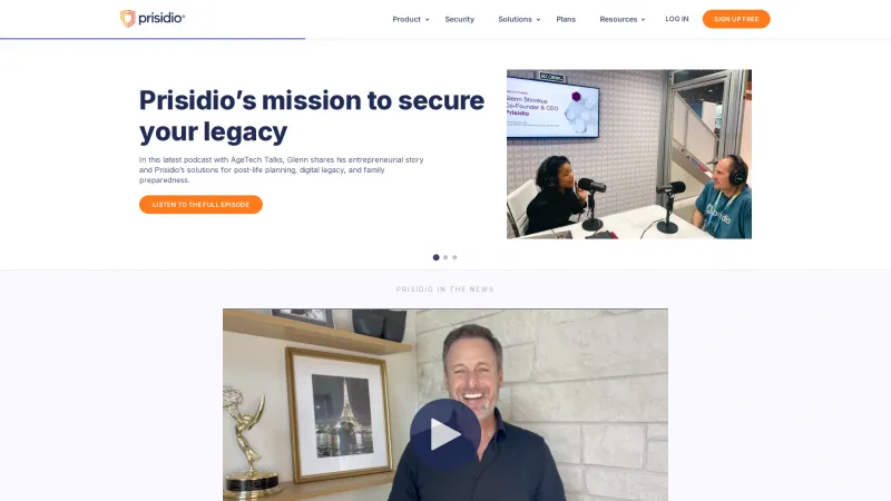 Homepage of Prisidio