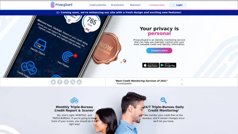 Homepage of PrivacyGuard