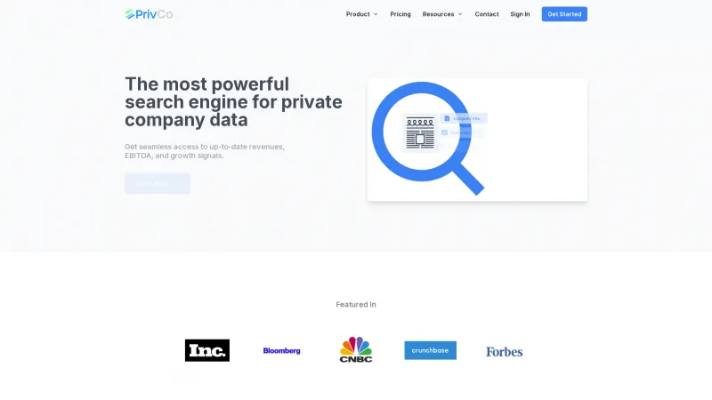 Homepage of PrivCo