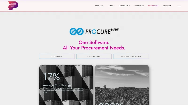 Homepage of ProcureHere