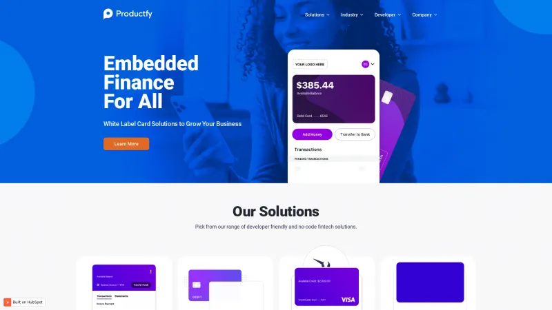 Homepage of Productfy