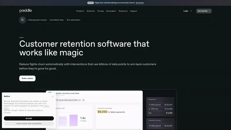 Homepage of ProfitWell Retain