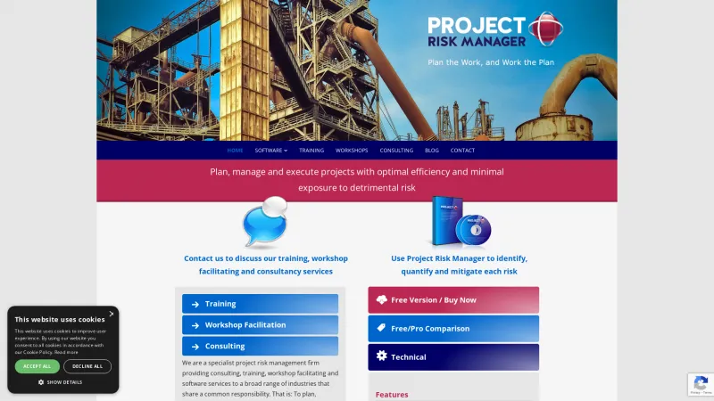 Homepage of Project Risk Manager