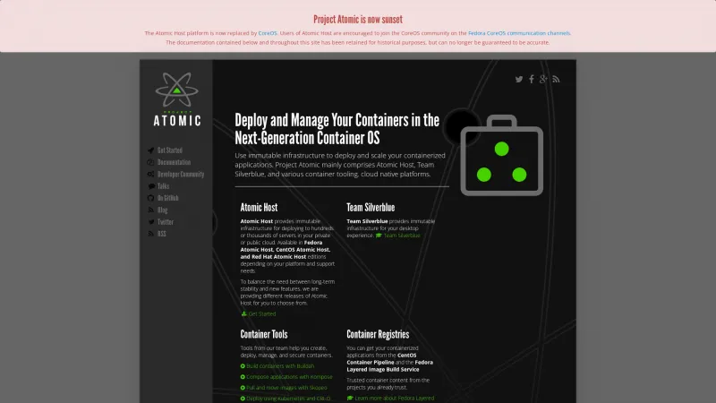 Homepage of Atomic Host