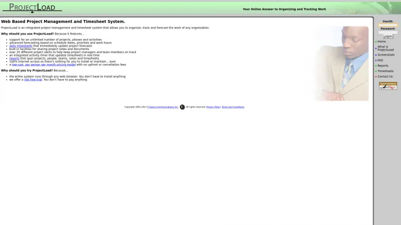 Homepage of ProjectLoad
