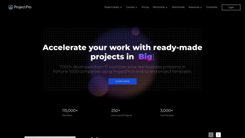 Homepage of ProjectPro