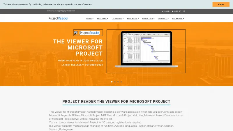 Homepage of Project Reader