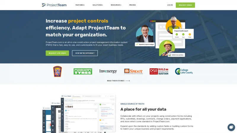 Homepage of ProjectTeam