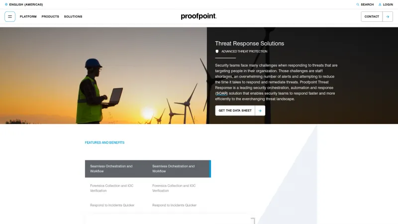 Homepage of Proofpoint Threat Response