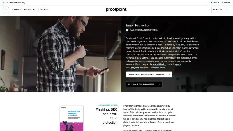 Homepage of Proofpoint Email Protection