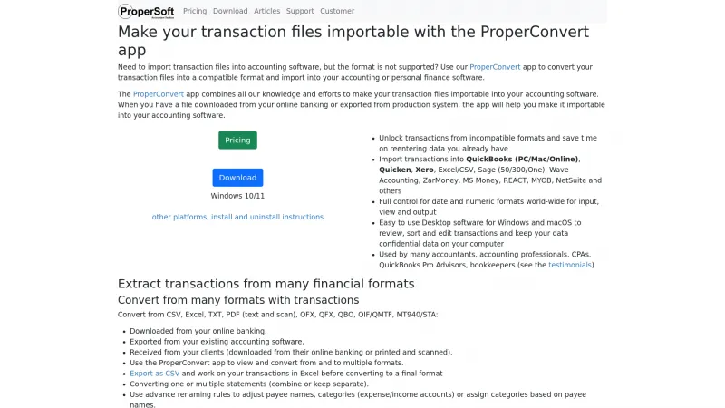 Homepage of ProperConvert