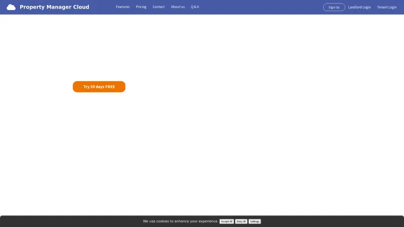 Homepage of Property Manager Cloud