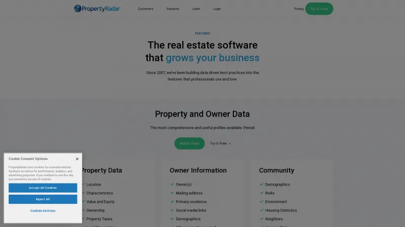 Homepage of PropertyRadar