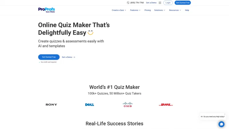 Homepage of ProProfs Quiz Maker