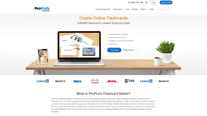 Homepage of ProProfs Flashcards Maker