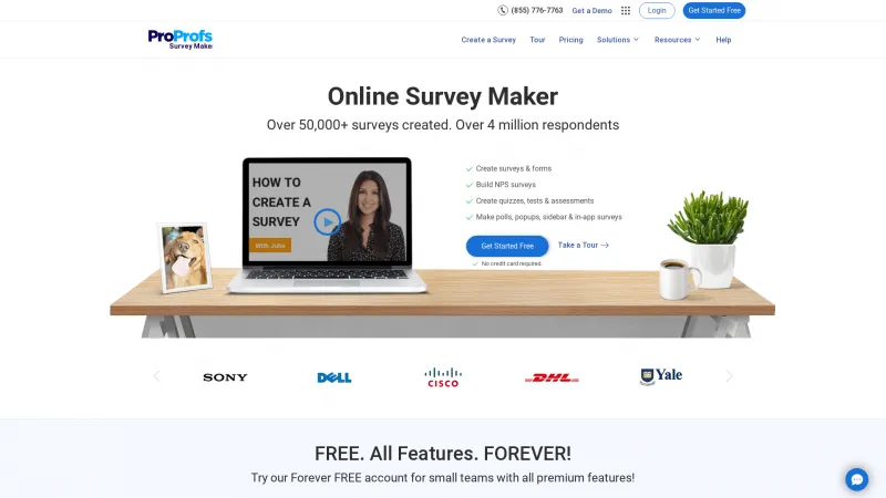 Homepage of ProProfs Survey Maker