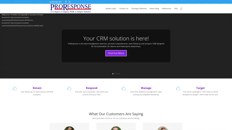 Homepage of ProResponse