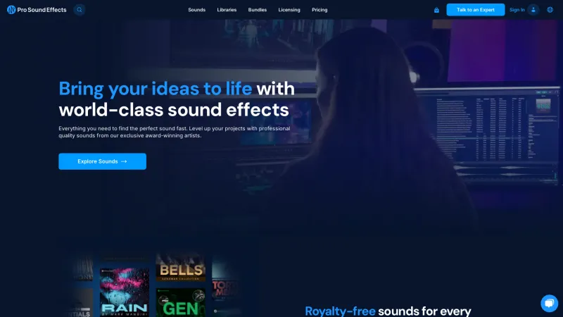 Homepage of Pro Sound Effects