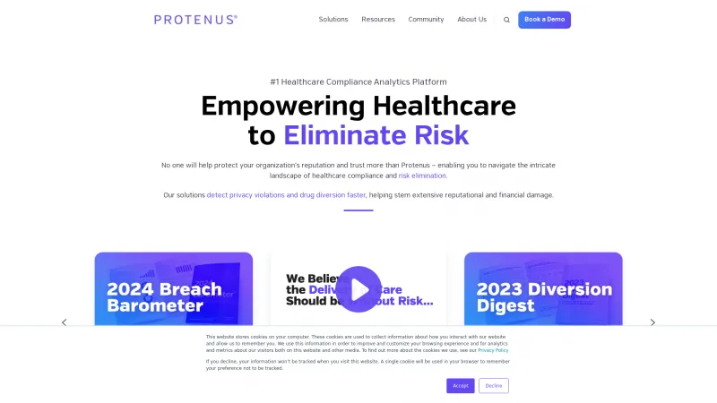 Homepage of Protenus