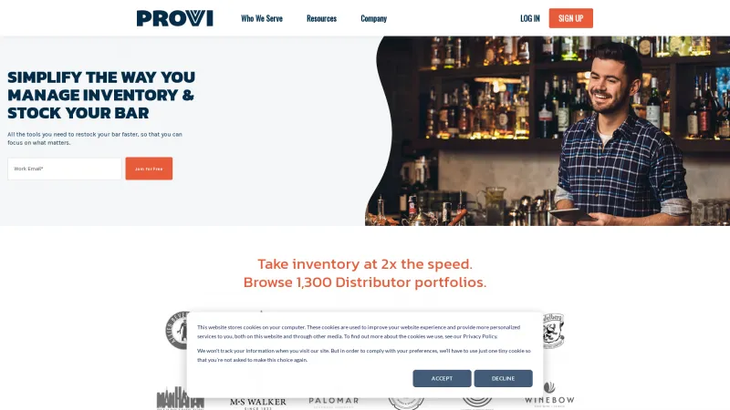 Homepage of Provi