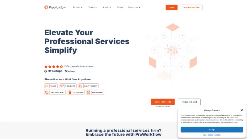 Homepage of ProWorkflow