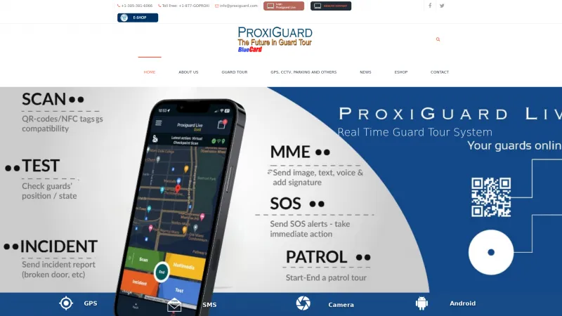 Homepage of ProxiGuard Patrol Management