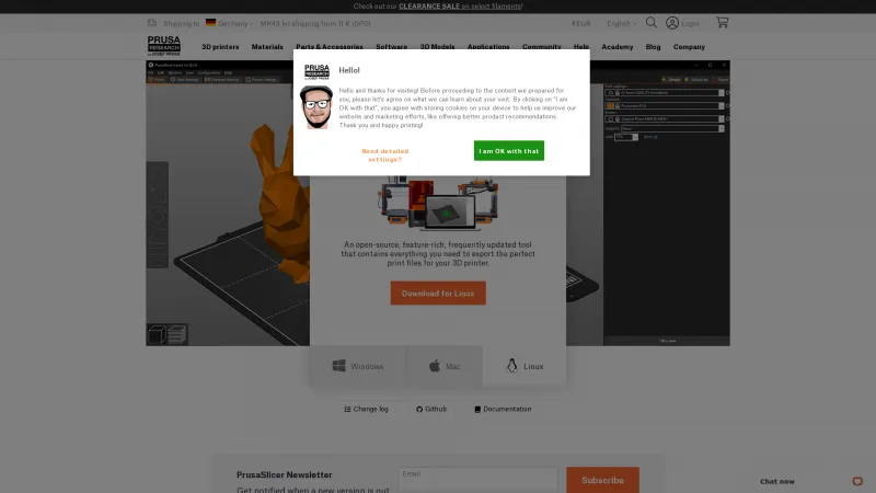 Homepage of PrusaSlicer