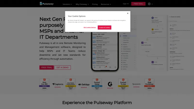 Homepage of Pulseway