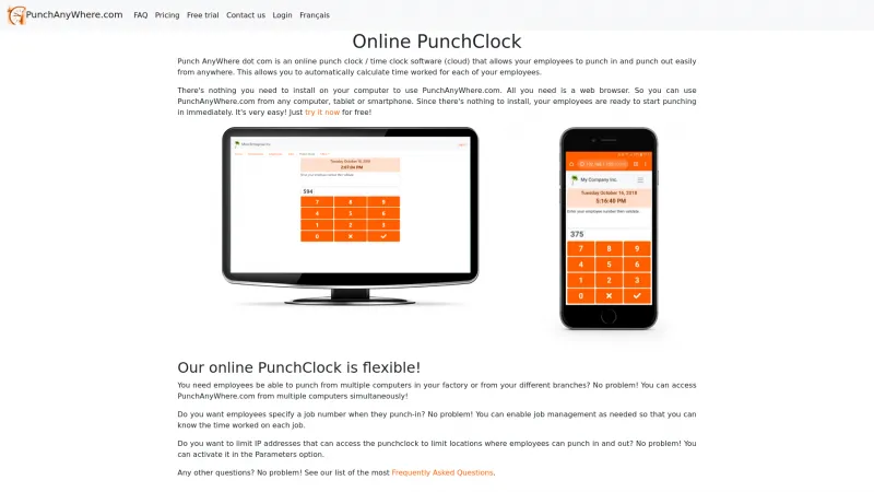 Homepage of PunchAnyWhere.com