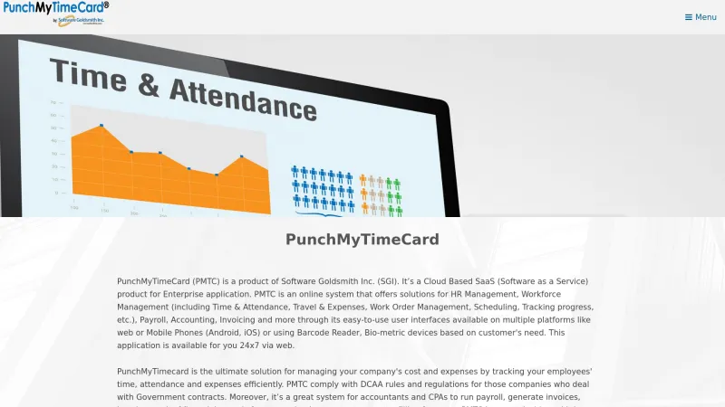 Homepage of PunchMyTimeCard