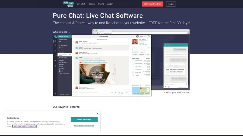 Homepage of Pure Chat