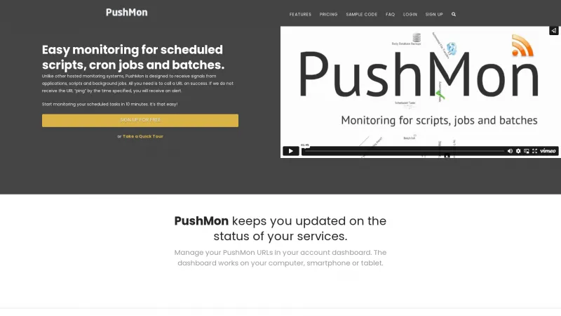 Homepage of PushMon