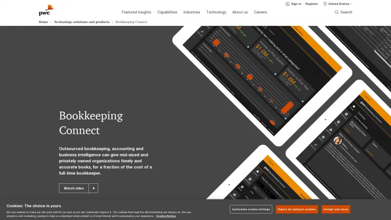 Homepage of PwC Bookkeeping Connect