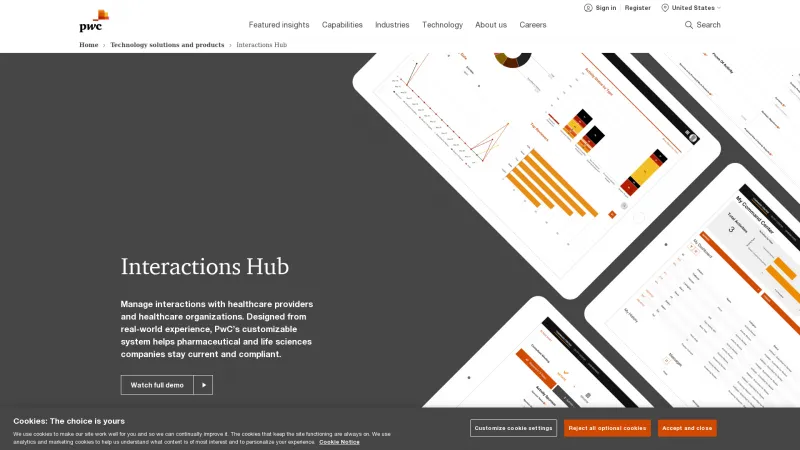 Homepage of PwC Interactions Hub