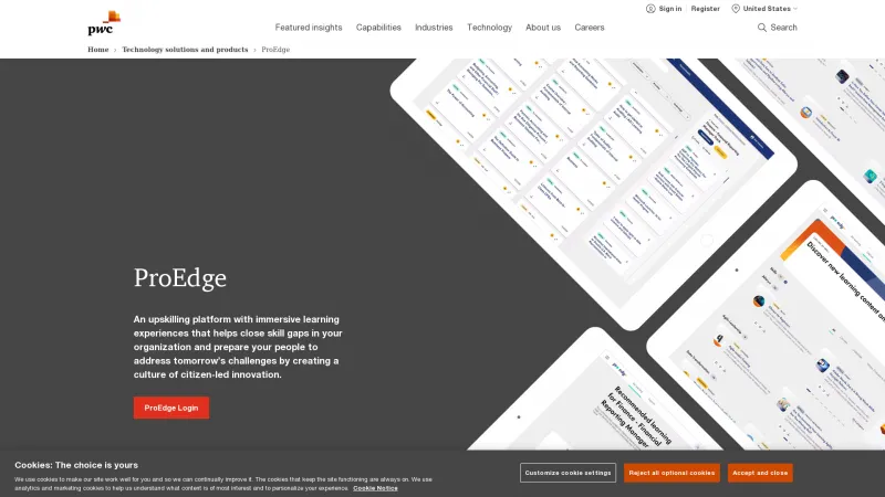 Homepage of ProEdge