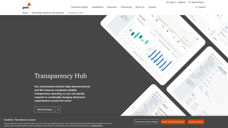 Homepage of PwC Transparency Hub