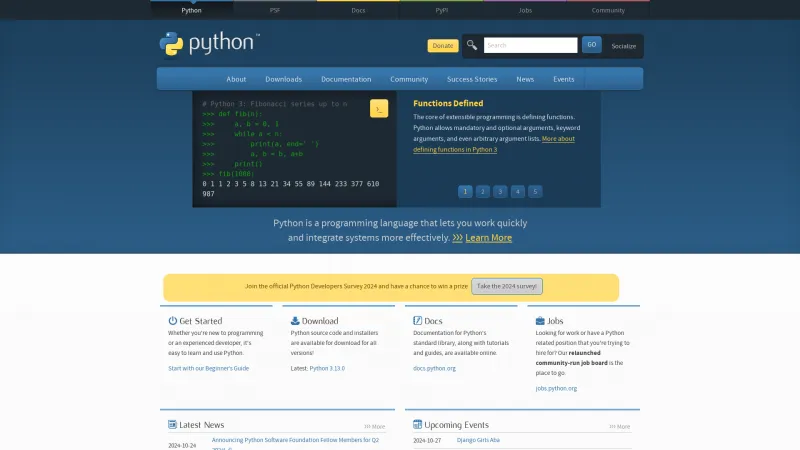 Homepage of Python