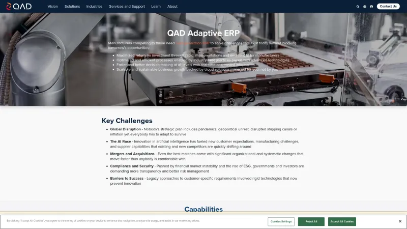 Homepage of QAD Adaptive ERP