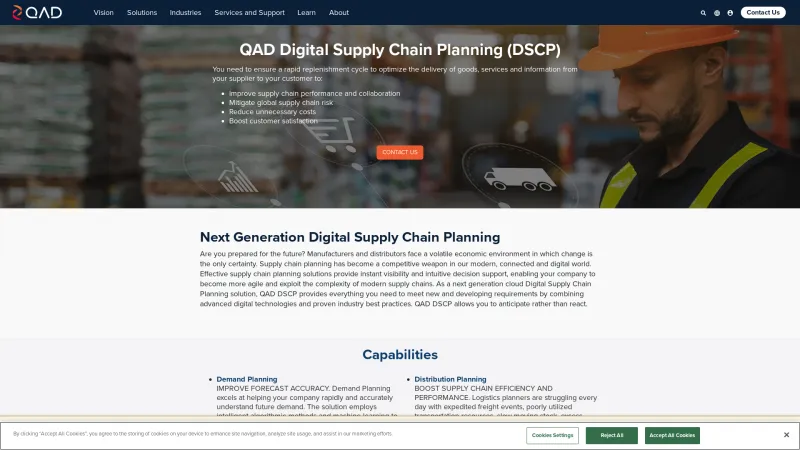 Homepage of QAD Digital Supply Chain Planning (DSCP)