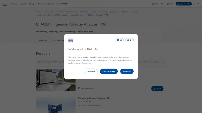 Homepage of QIAGEN Ingenuity Pathway Analysis