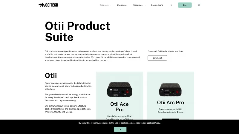 Homepage of Otii