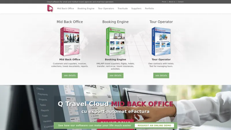 Homepage of Q Travel Cloud