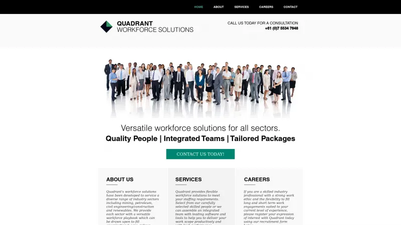 Homepage of Quadrant Workforce