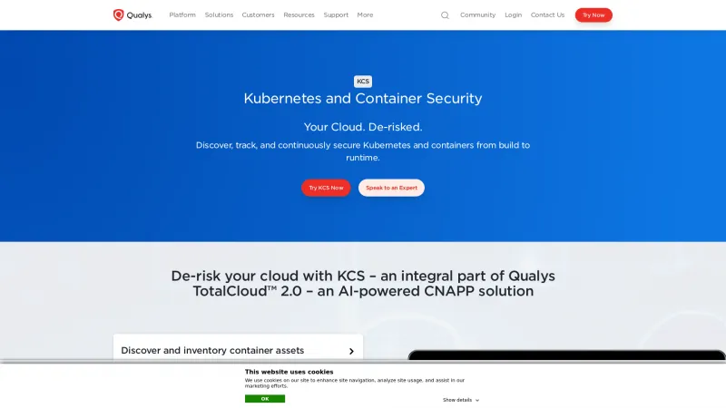 Homepage of Qualys Container Security